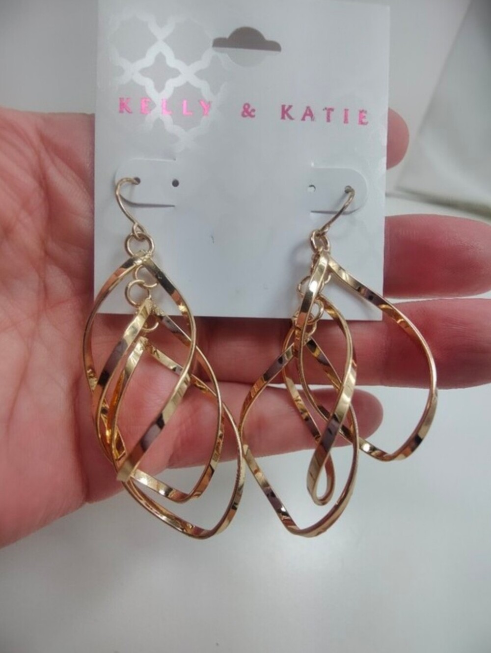 Kelly & Katie Gold Tone Multi Loop Dangle Drop Fish Hook Earrings New